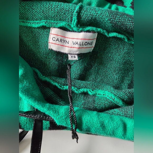 Caryn Vallone Womens Hooded Cotton Sweater Green XS Nwot - Picture 4 of 9